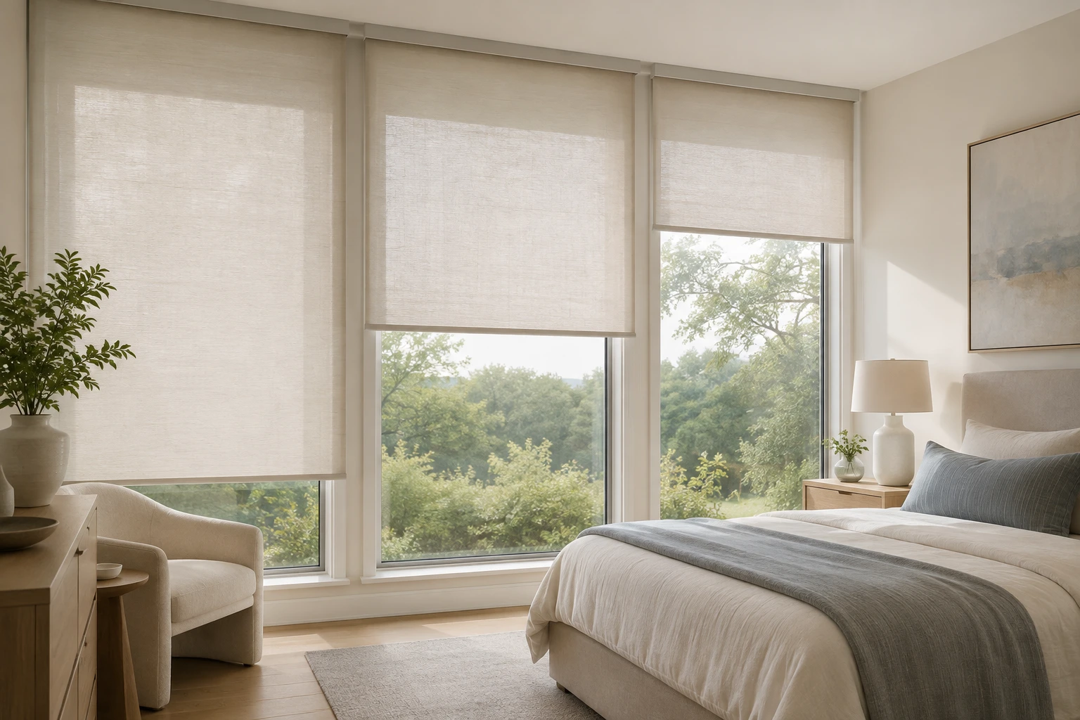 Concealed motorized roller shades